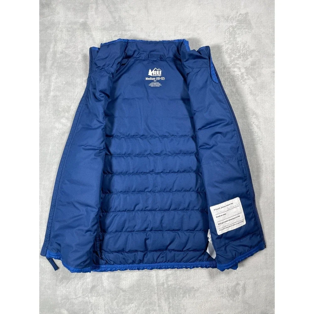 REI Co-op Down Puffer Vest Kids Medium 10-12 Blue Packable Lightweight